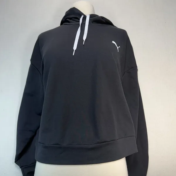 Puma Women's Black Pullover "Keeps You‎ Dry" Cropped Hoodie Sz. M Long Sleeves - Image 2