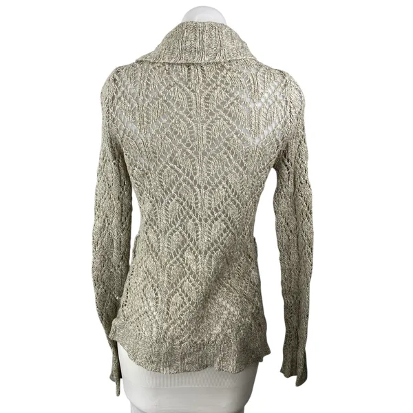 Forever Beige Cable Knit Collared Long Sleeve Button Down Jacket Sweater Top S - Image 2