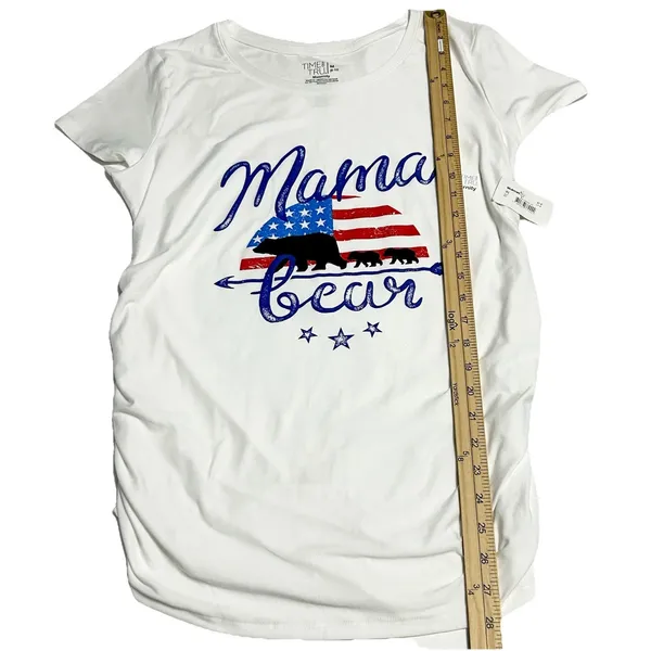 NWT Time and Tru Mama Bear Patriotic Maternity T-Shirt White Medium 4th of July - Image 6