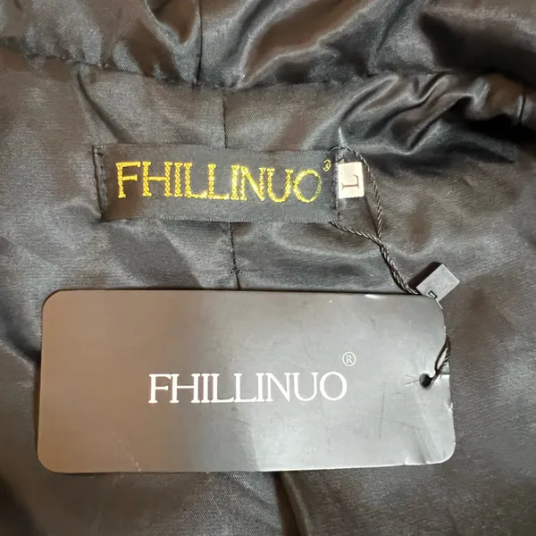 Women's‎ Black and Gray Faux Fur Puffer Coat Size Large - Image 2
