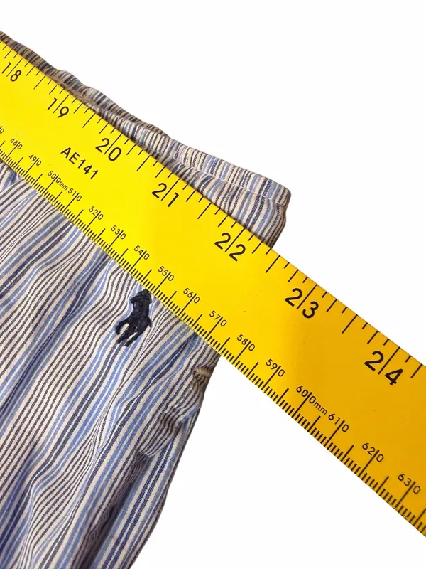 Polo Ralph Lauren XXL Blue White Stripe Cotton Pajama Lounge Pants Cropped Pony - Image 4