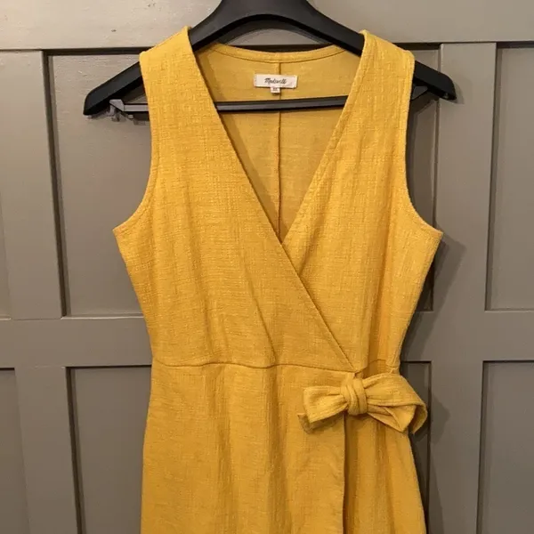 Madewell Crosshatch Side-Tie Dress Texture‎ & Thread Celestial Gold - Image 4