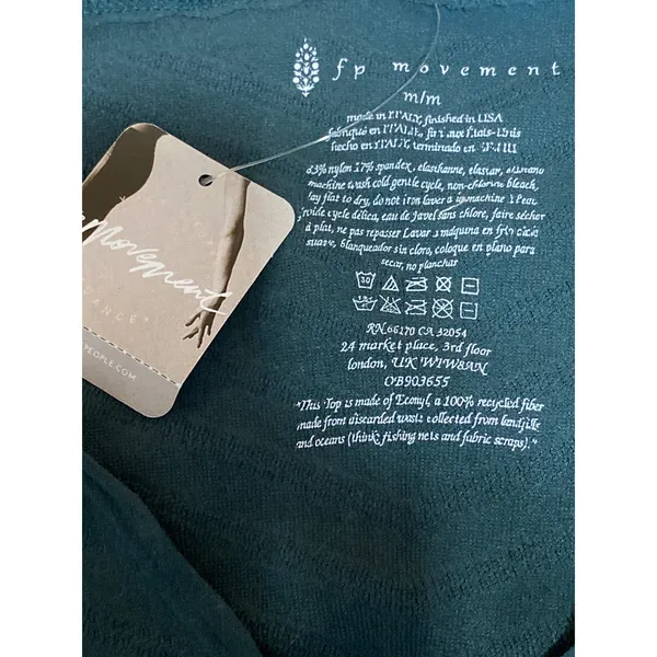 NEW Free People FP Movement Gone Adrift Green Striped Yoga Athletic Crop Top M - Image 3
