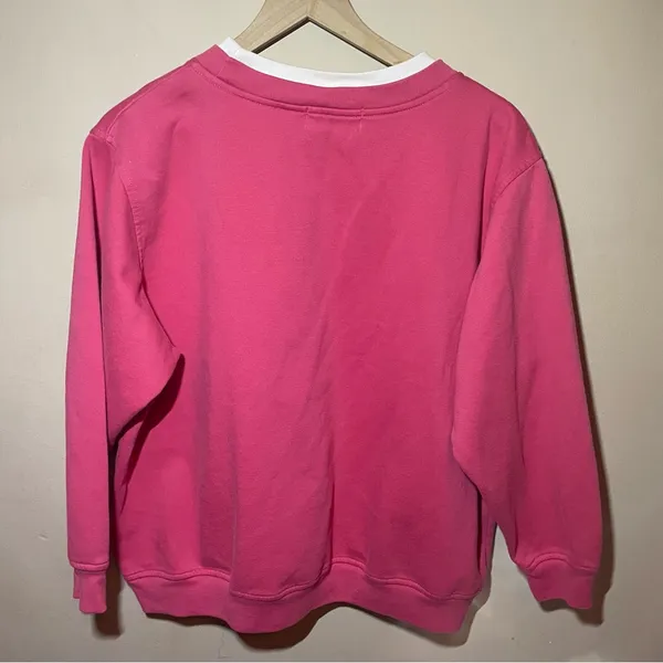 Vintage Grandmacore XL Pink Floral Embroidered Women’s Sweatshirt - Image 4