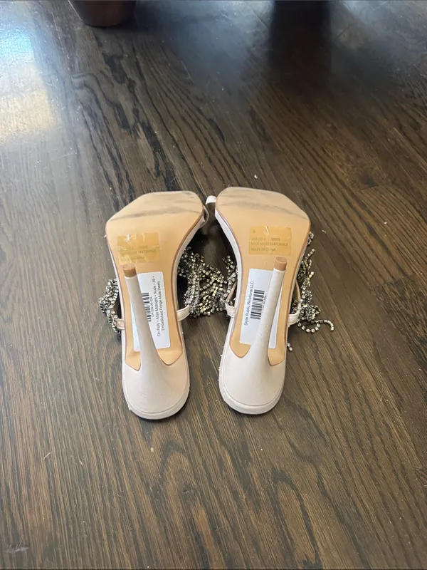 Oh Polly After Midnight Embellished Fringe Mule Heels - Image 4