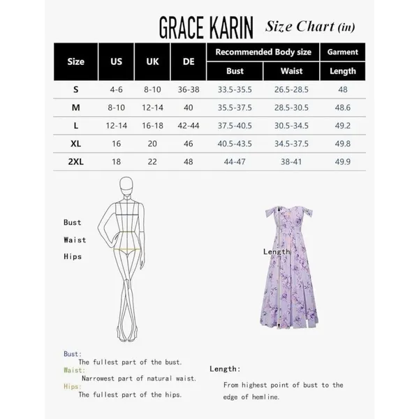 Grace Karin NEW Floral Flowy A Line Maxi Smocked Off Shoulder Dress 2X - Image 6