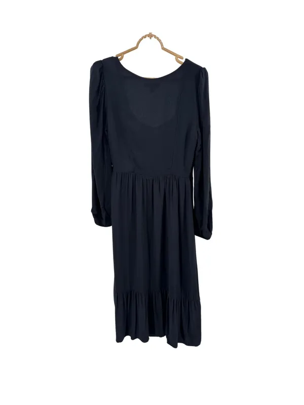And Now This square neck Black Long-Sleeve Midi Dress slit M casual witchy - Image 2
