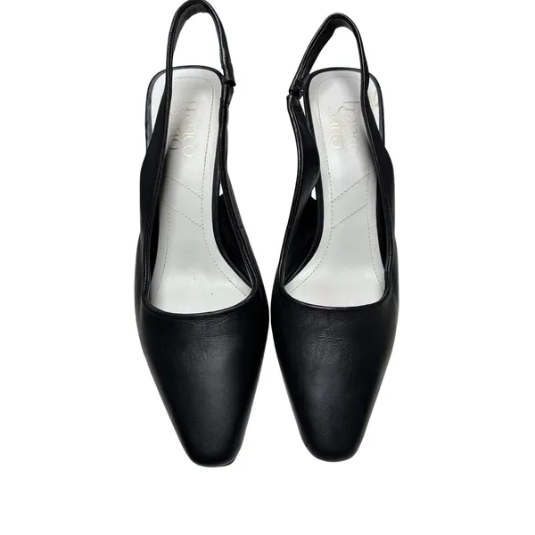 Franco Sarto Marcy Black Leather Slingback Pointed Toe Flare Heel Pumps 7M - Image 2