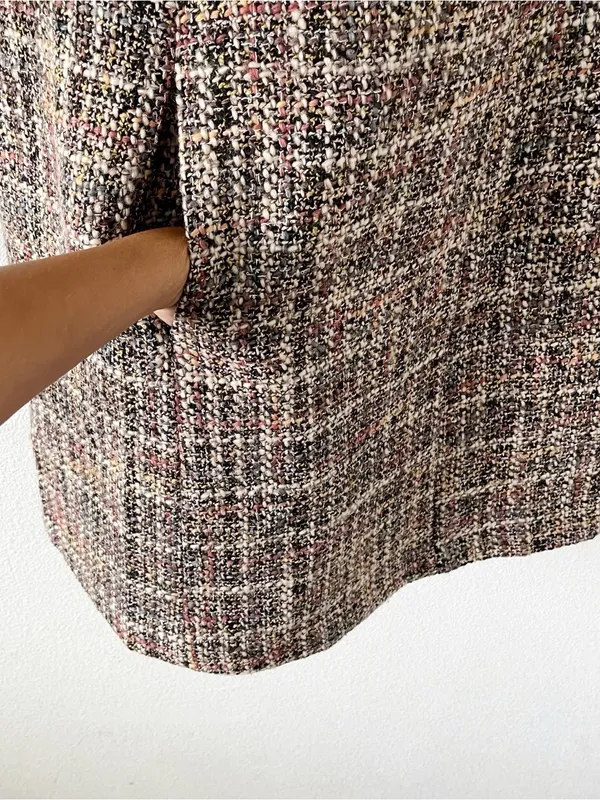 Gal Meets Glam Ramona Brown Tweed Check Sleeveless Mini Dress - Image 4