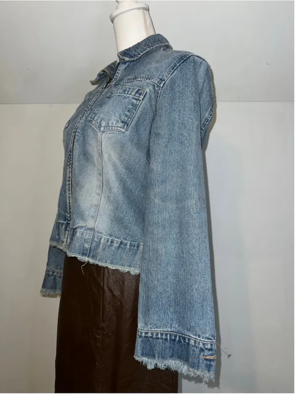 Women's Y2K 2000s Faded Glory Blue Jean Jacket M - Image 3