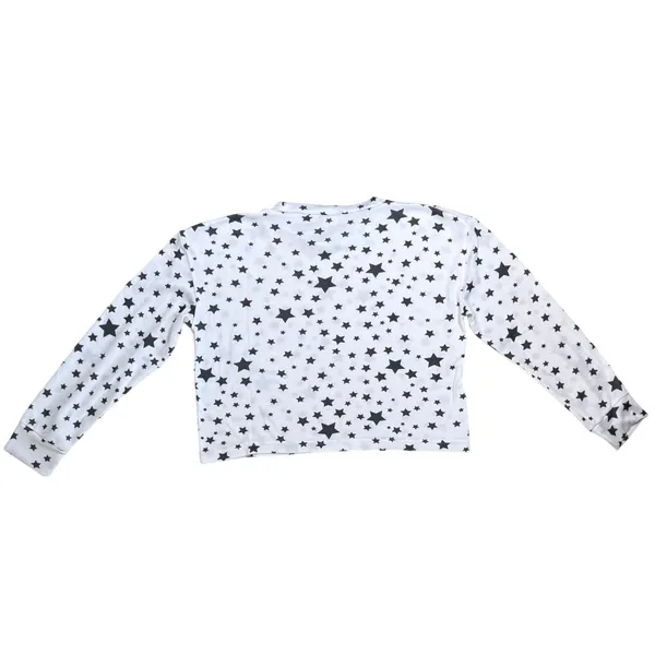Boutique Long Sleeve Crew Neck Top & Shorts Set White & Navy Blue Star Print Size Medium - Image 4