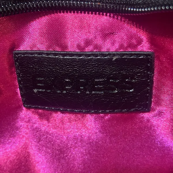 Express Black and Pink Satin Clutch - Image 5