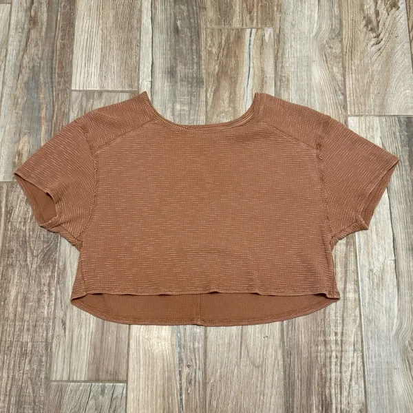 Aerie Cropped Waffle T-Shirt - Image 2