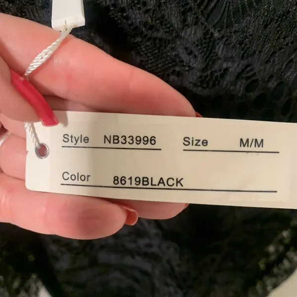 NWT Pointelle Black Lace Long Sleeve Top Elegant Romantic Sheer Floral Blouse - Image 6