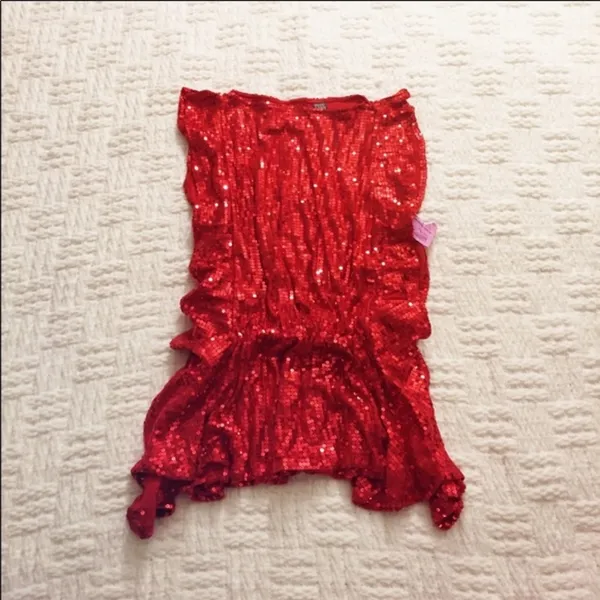 NWT Vintage Free People Red Sequin Sparkle Holiday Sparkly Tunic Top Small - Image 4