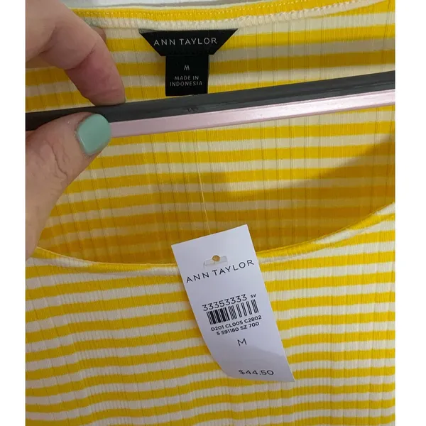 Ann Taylor Striped Scoop Neck Top-‎ Solarium Sun - Image 2