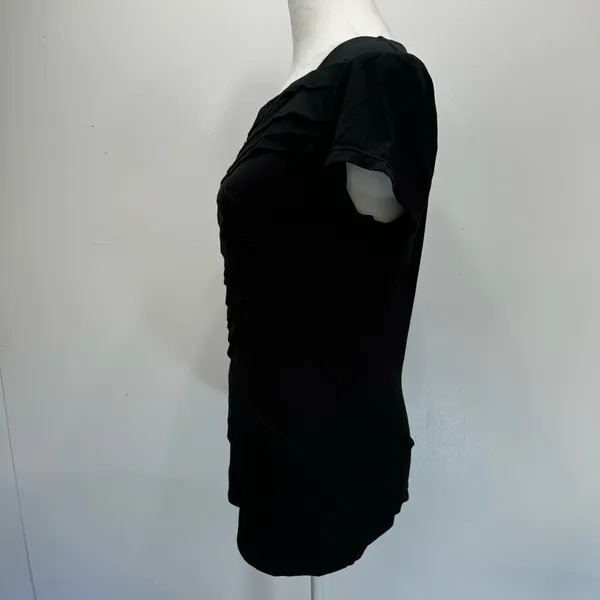 White House Black Market Black Top Crisscross Layered Asymmetric Neckline Size S - Image 6