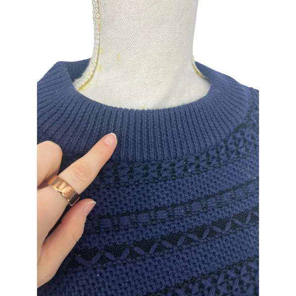 Jonathan Simkhai Tassel Fringe Knit Wool Sweater Black Blue‎ Stripe - Image 6