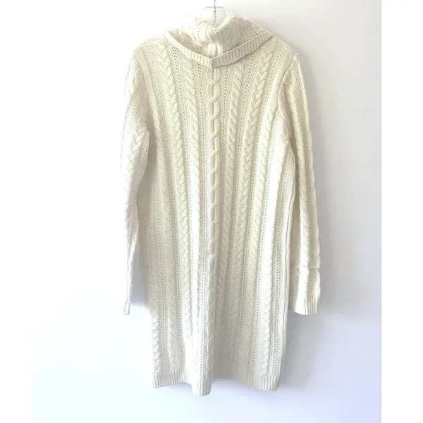 BB Dakota Alaska‎ Womens L Cable Knit Cowl Neck Sweater Dress Ivory Cream - Image 9