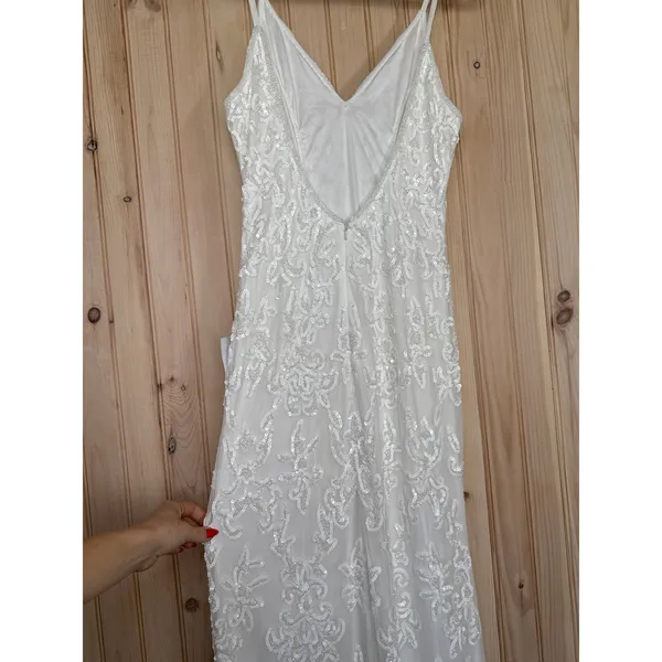 NWOT Lulus Everlasting Passion White Sequin Beaded Backless Maxi Dress Bride M - Image 7