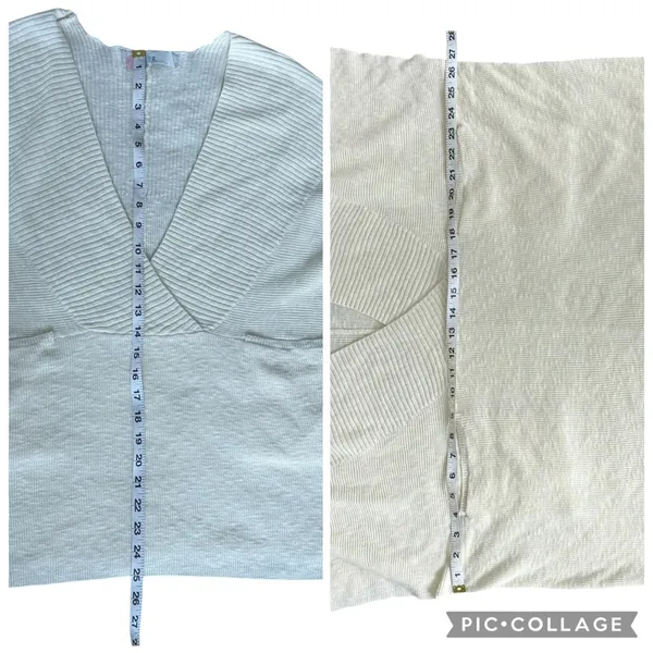 Free People Beach Jaclyn Sweater Top Oversized Casual Deep Neckline Cream Medium - Image 8