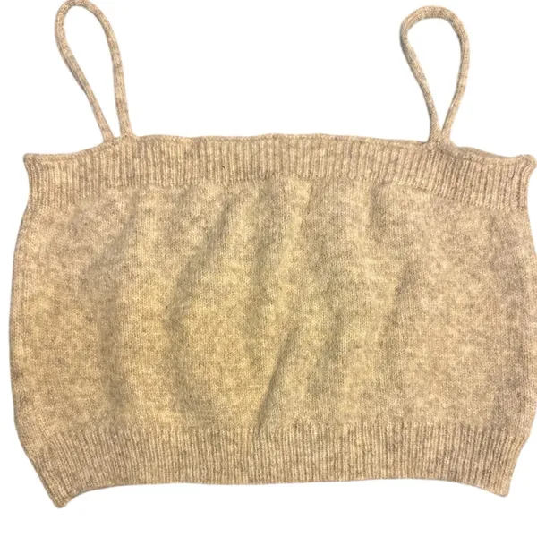 Bohme Beige Knit Tank Top Floral Embroidery Size Medium - Image 7