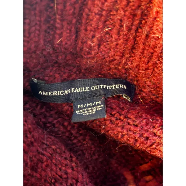 American Eagle Outfitters Mock Neck Sweater Burgundy Maroon Knit‎ Size M - Image 8