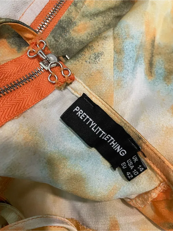 PrettyLittleThing Orange Cream and Green Tie-Dye Bustier Tank - Image 2