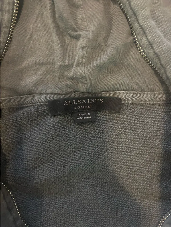 AllSaints 1/4 Zip Charcoal Grey Sweatshirt - Image 2