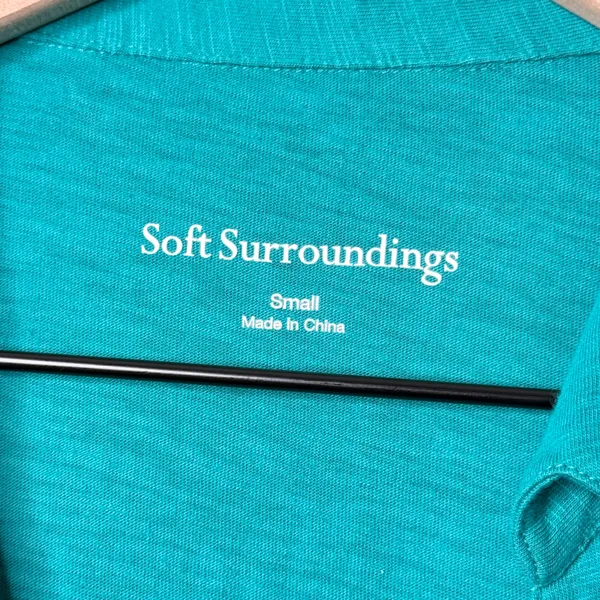 Soft Surroundings Danielle Button Midi Dress Teal Blue Green Size Small - Image 7