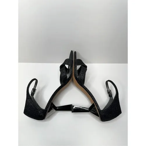 Franco Sarto‎ Sandals Size 8.5 Black Leather Ankle Strap Square Toe Dress Heels - Image 7