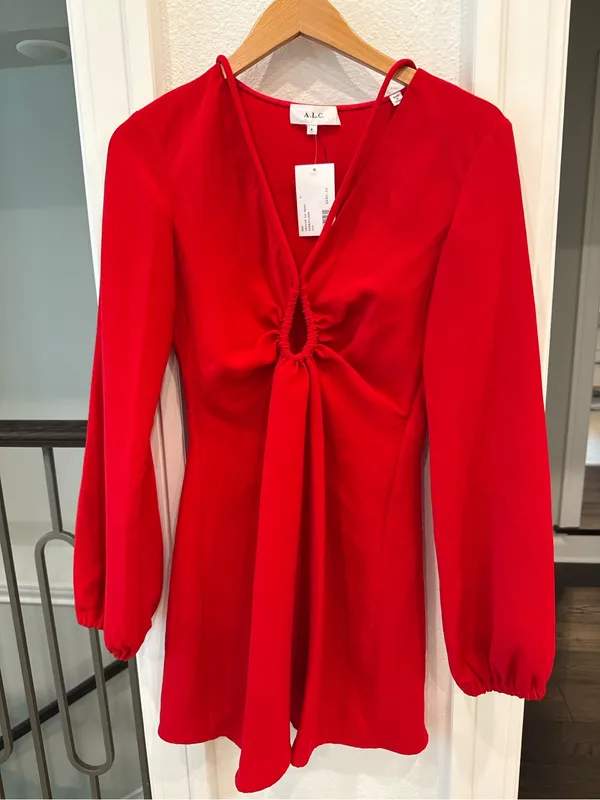 ALC Frank Leslie LS Mini Dress Size 8 NWT Red Long Sleeve $495 - Image 2