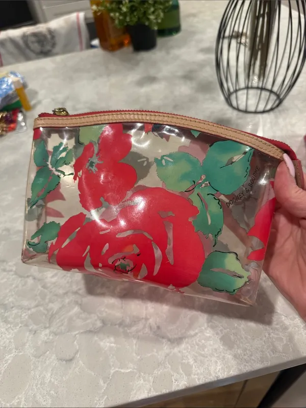 Dooney & Bourke clear PVC floral tote bag with matching makeup bag - Image 6