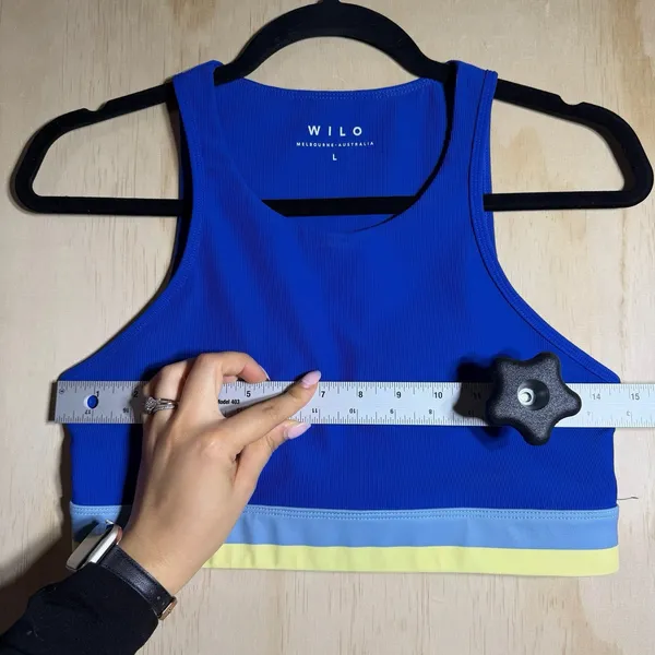 WILO Active Sports Bra Womens Large Blue Colorblock‎ Athletic Yoga Gym - Image 5