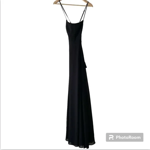 Lulu's Black "Dreamy Romance" Maxi Dress NWT Open back Gown with slit - Image 3