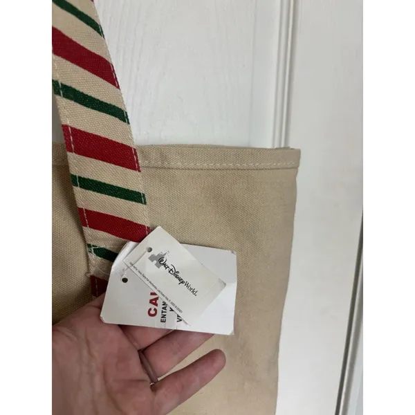 NWT Walt Disney World Christmas Holiday Canvas Tote Bag Red Green - Image 3