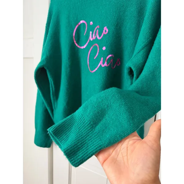 A New Day Green Ciao Ciao Sequin Mock Neck Sweater XL Relaxed Long Sleeve - Image 6