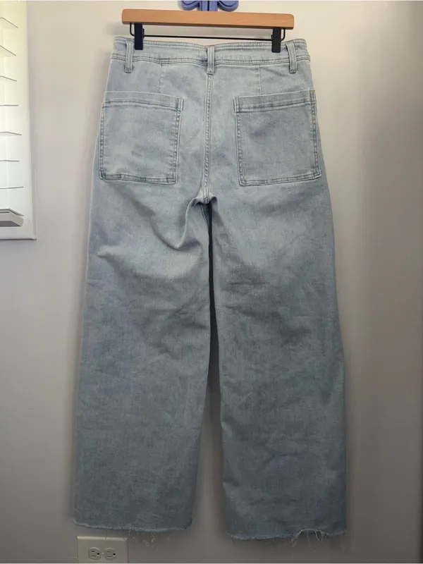 Oat NY 10/30 Wide Leg Jean Powder Light Cut Off Mid Rise Relaxed Office - Image 4