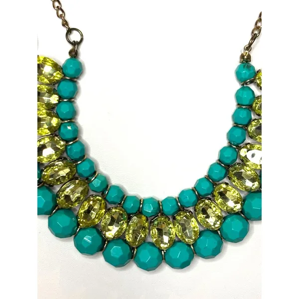 Vintage Gold Chain Turquoise & Yellow Gemstone Statement Necklace - Image 5