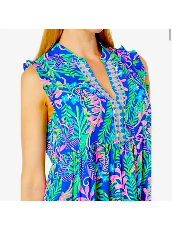 Lilly Pulitzer Briela Dress, How You Like Me Prowl Borealis Blue, Medium - Image 7