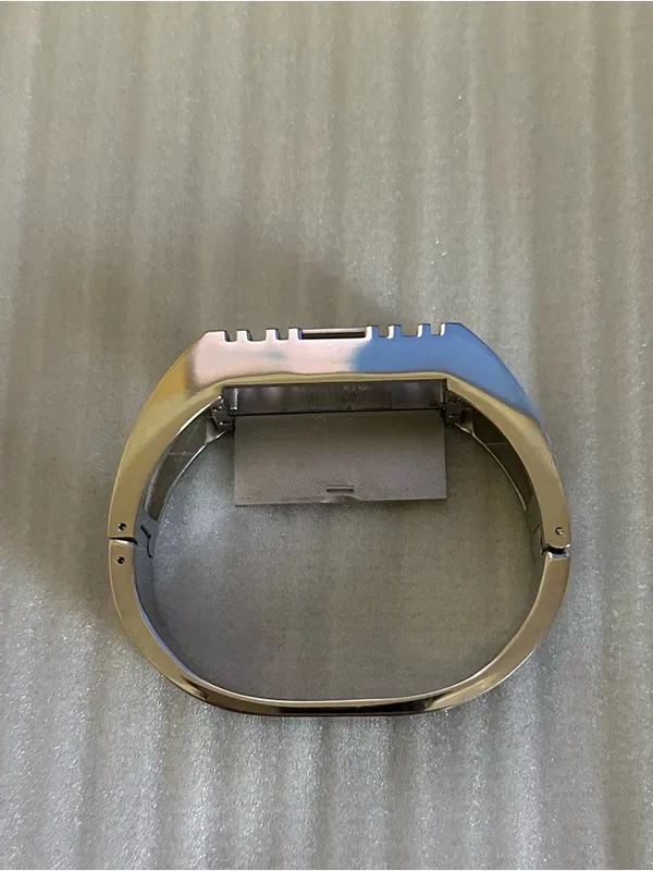 Tory Burch X Fitbit Silver Tone Metal Geometric Hinged Bangle Bracelet - Image 6