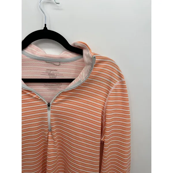 Patagonia Women L Capilene 3 Midweight Polartec Quarter Zip Striped Orange Large - Image 5