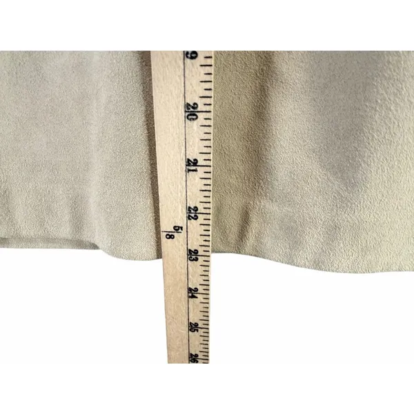 Vintage Anne Klein Suede Skirt 14 Beige Leather Whipstitch Boho Western Classic - Image 9