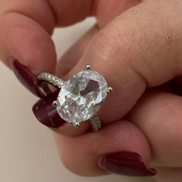 3Ct Diamond Oval Solitaire Ring All Sizes 925 Silver Bridal Wedding Logo Luxury Engagement Cz Bling 4.5 5 6 7 8 9 10 N - Image 3