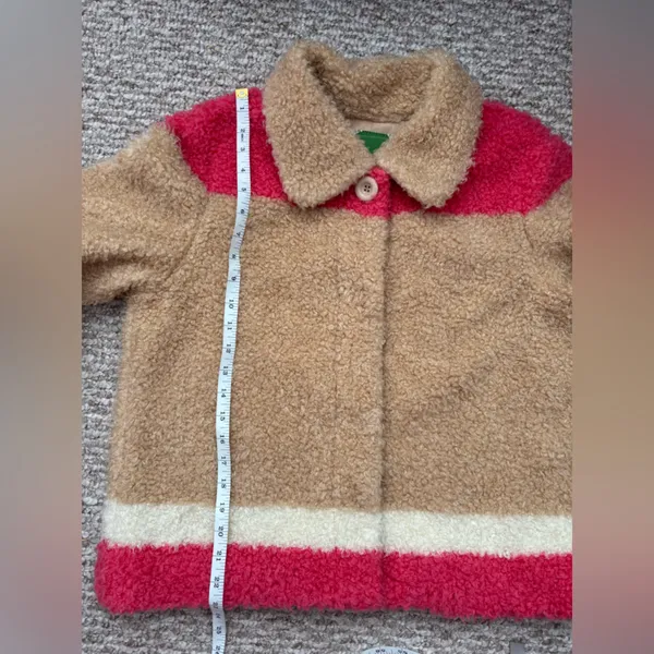 Anthropologie Color block Sherpa Jacket with Pink,‎ Tan, and Cream Medium - Image 7