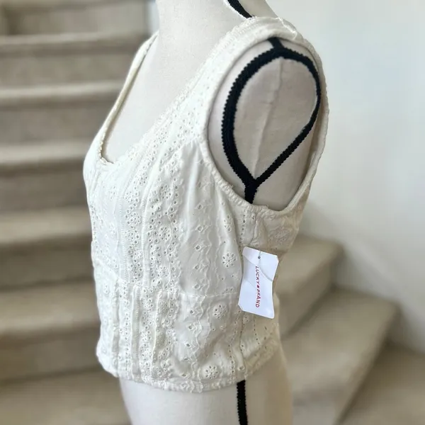 NWT Lucky Brand Cream White Eyelet Hook Closure Sleeveless Corset - Image 2