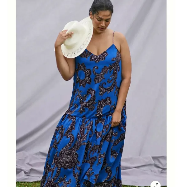 Anthropologie Flounced Paisley Midi Dress Size M - Image 6