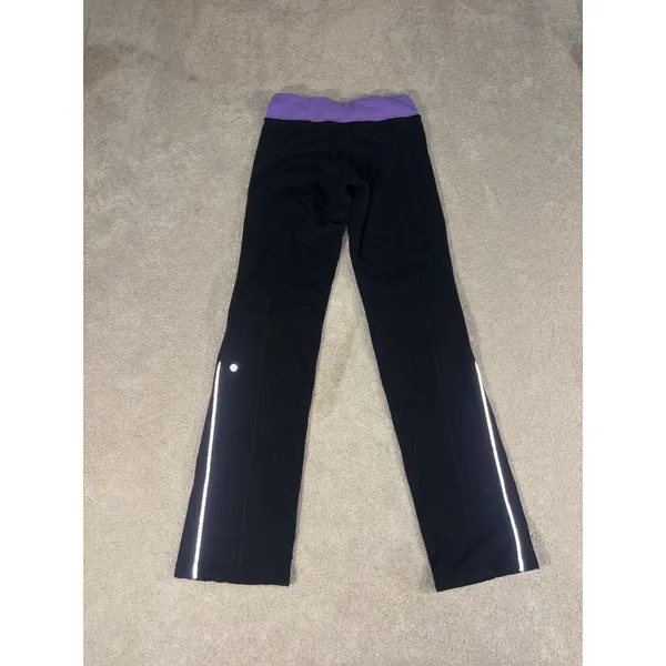 Lululemon Womens Pants Straight Leg Mixed Material Pull On Black Size 4 Thick - Image 7