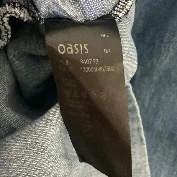 Oasis Blue Denim Retro Button Up Western Cowgirl Country Casual Dress Sz‎ 8 - Image 7