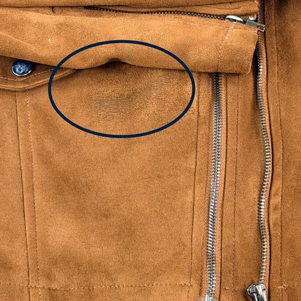 John + Jenn Moto Jacket‎ Women L Brown Faux Suede Biker Asymmetrical Zip Coat - Image 10